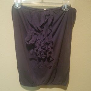 Navy tube top with ruffles